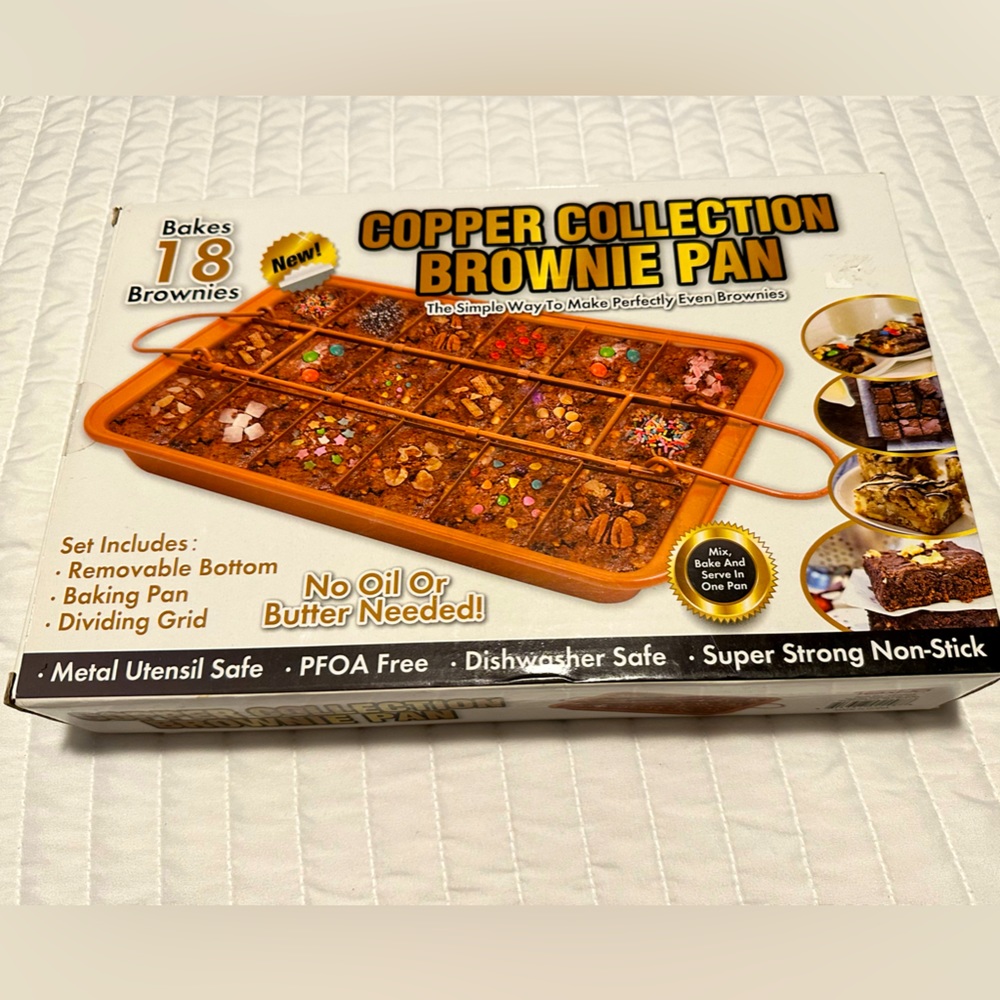 COPPER COLLECTION | BROWNIE PAN| 18 perfectly cut brownies| non-stick| BNIB